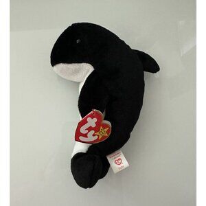 Rare TY Beanie Baby WAVES Whale 1996 PVC Pellets Tag Error ECHO Dolphin Retired